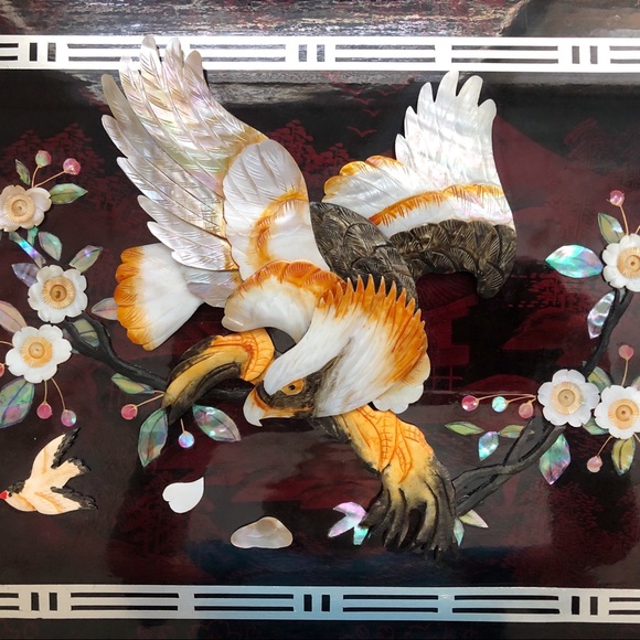 Stunning Vintage Asian Carved Eagle Abalone Inlay Photo Album - Picture 4 of 16